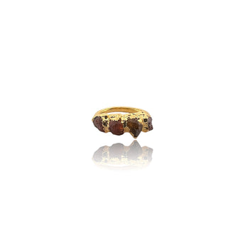 18K gold vermeil garnet ring, raw garnet and tourmaline ring, gold gemstone statement ring, January birthstone jewelry, October birthstone ring, organic gold ring, handmade artisan gold jewelry, electroformed gold ring, boho luxury gemstone ring.