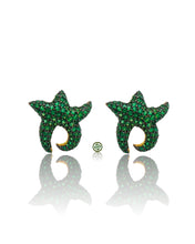 Emerald Green Zirconia Pave Starfish Earrings