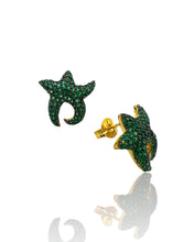 Emerald Green Zirconia Pave Starfish Earrings