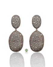 White Pavé Rose Gold Plated Drop Earrings