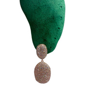 White Pavé Rose Gold Plated Drop Earrings