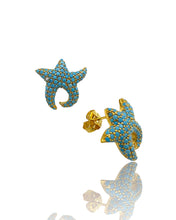 Turquoise Pave Starfish Earrings