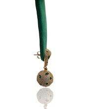 White Pavé Emerald Green Drop Earrings