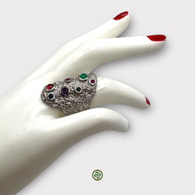 Multi-Colour Gemstone Solid Silver Ring