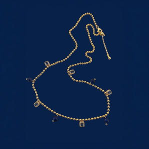 Sapphire Blue Zirconia & Lapis Beaded Necklace