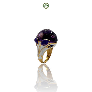 Amethyst Enamel Statement Ring