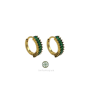 Baguette Gemstone Huggie Earrings