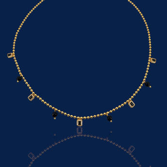 Shop black spinel beaded necklace in 18K gold vermeil with black zirconia. A meaningful friendship necklace symbolising strength & protection.
