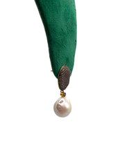 Champagne Pavé & Baroque Pearl Drop Earrings