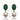 Pair of earrings with green gemstone drops and pearl-like bases on a white background