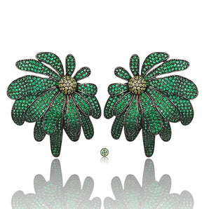 Emerald & Peridot Green Zirconia Bloom Earrings