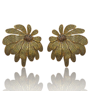 Golden Bloom Peridot Green Earrings