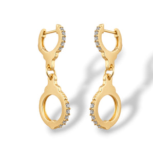 Handcuff Drop Earrings with Zirconia, 14K Gold Vermeil or White Rhodium-Plated Silver