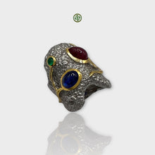 Natural Emerald Ruby Blue Sapphire Ring