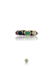 Navy Blue Enamel Multi-Gemstone Eternity Ring