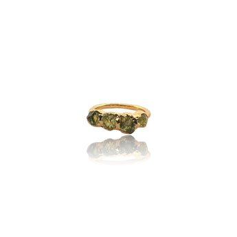 Raw peridot cluster ring in 18K gold vermeil with organic freeform setting