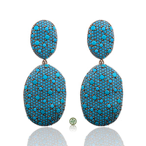 Rose Gold Turquoise Pavé Drop Earrings