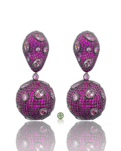 Ruby Pavé and Pink Quartz Drop Earrings