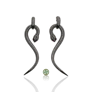 Snake White Zirconia Earrings