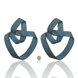 Twisted Aqua Blue Pavé Earrings