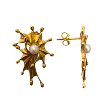 Starfish Yellow Pearl Earrings