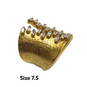 Baugette White Zirconia Cuff Roman Ring