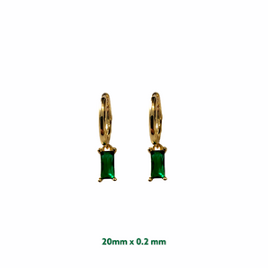 Square Baugette Zirconia Huggie Earrings