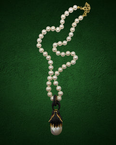 Baroque Pearl Black Panther Pendant Necklace