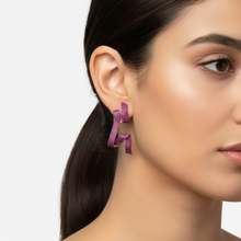 Geometric Ruby Pink Pavé Earrings