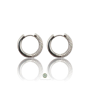 Round Huggie Pave Earrings