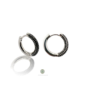 Round Huggie Pave Earrings