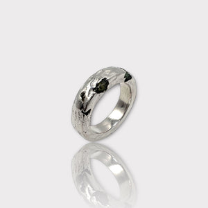 Raw Black Tourmaline Borz Ring