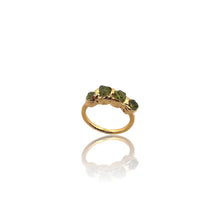 Raw peridot cluster ring in 18K gold vermeil with organic freeform setting