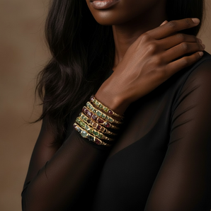 14K Gold Filled Borz Bracelet – Raw Peridot & Garnet Cuff