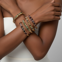 14K Gold Filled Borz Bracelet – Raw Peridot & Garnet Cuff