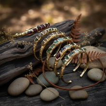 14K Gold Filled Borz Bracelet – Raw Peridot & Garnet Cuff