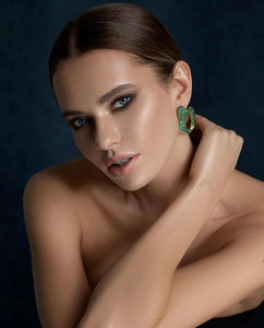 Twisted Green Pavé Earrings
