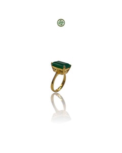 Emerald Cut Green Agate Ring