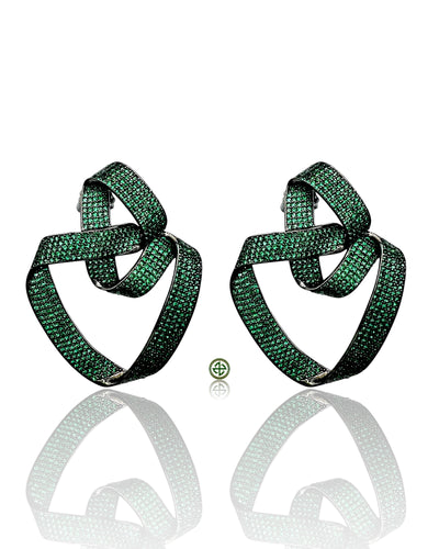 Twisted Green Pavé Earrings