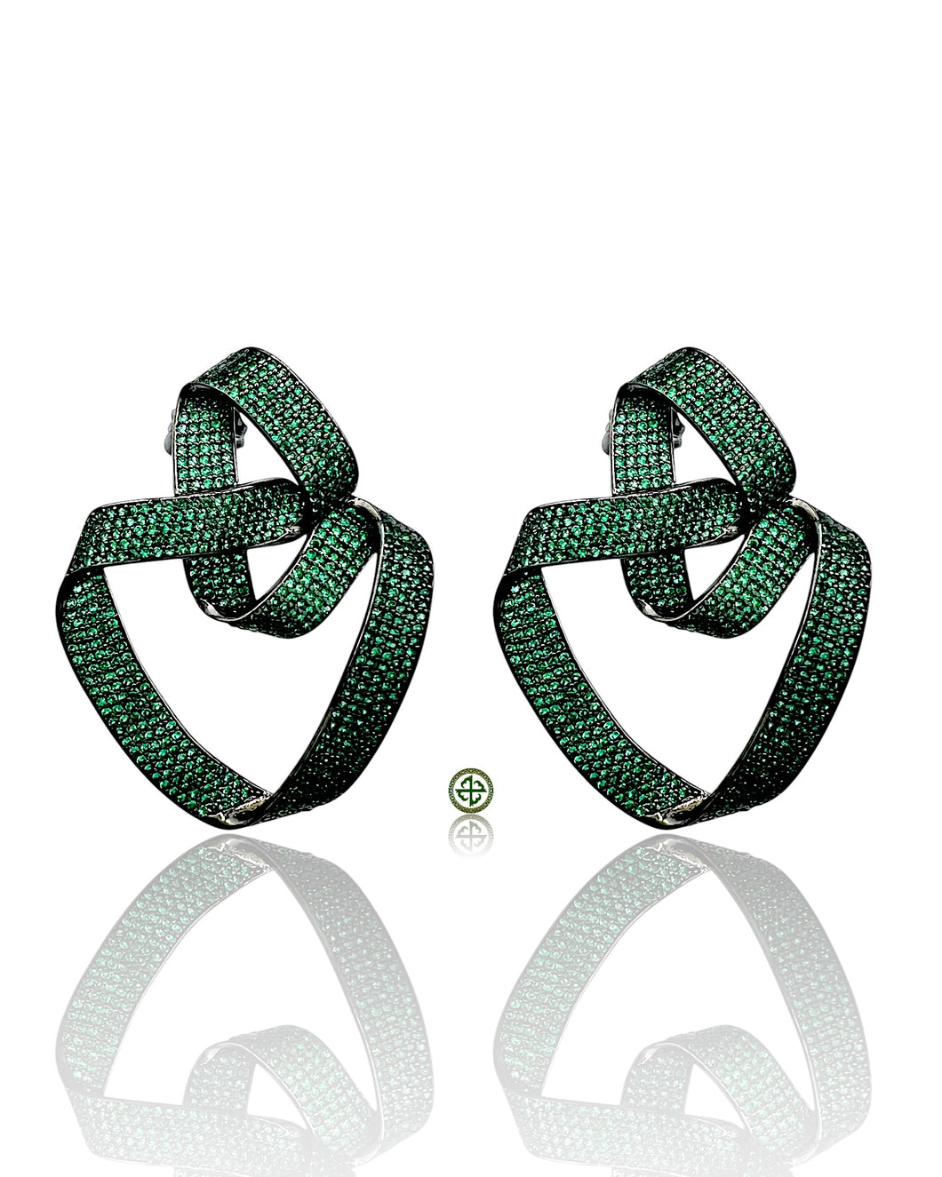 Twisted Green Pavé Earrings
