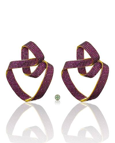 Twisted Ruby Pink Pavé Earrings