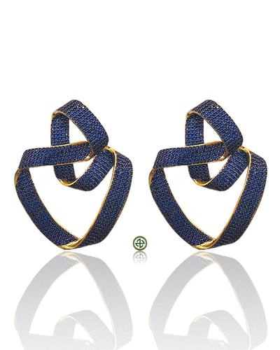 Twisted Sapphire Blue Pavé Earrings