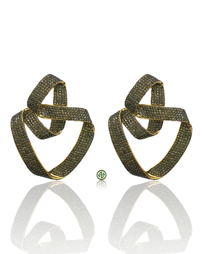 Twisted Peridot Green Pavé Earrings