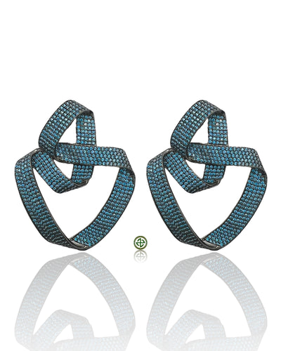 Twisted Aqua Blue Pavé Earrings