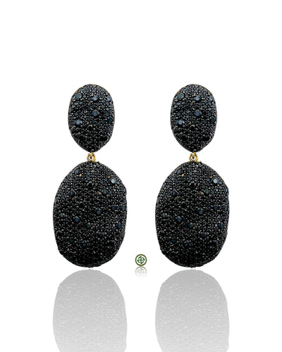 Black Onyx Pavé Double Oval Drop Earrings