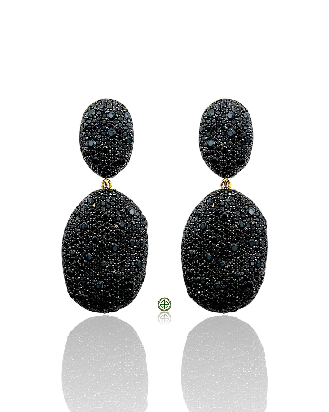 Black Onyx Pavé Double Oval Drop Earrings