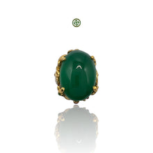 Green Agate Gold Vermeil Enamel Ring