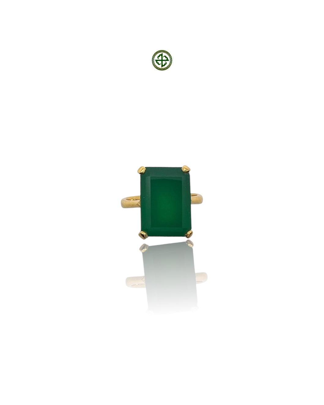 Emerald Cut Green Agate Ring