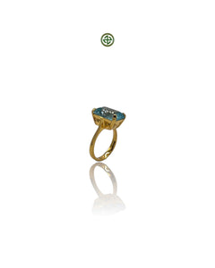 Emerald Cut Blue Topaz Ring