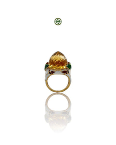Citrine Enamel Statement Ring